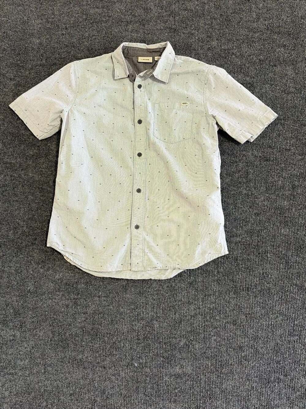 Vans Boys Short Sleeve Button Down Striped Pattern Shirt